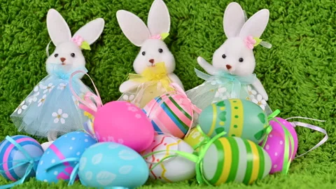 Video of Easter eggs with a bunny Stock Footage 318908163