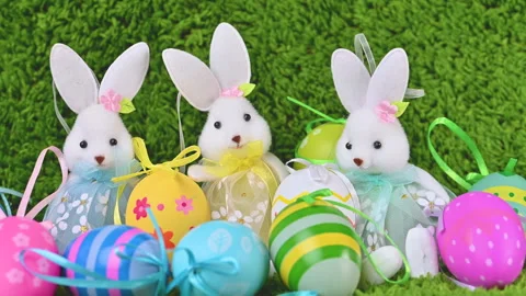 Video of Easter eggs with a bunny Stock Footage 318908235