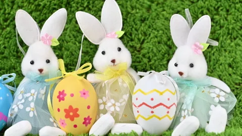 Video of Easter eggs with a bunny Stock Footage 318908889