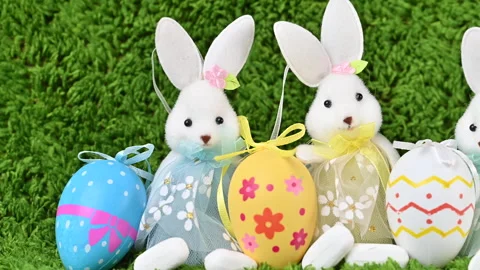 Video of Easter eggs with a bunny Stock Footage 318908893