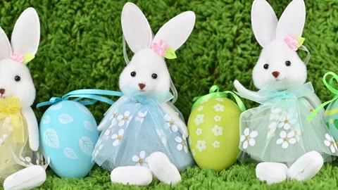 Video of Easter eggs with a bunny Stock Footage 318909556
