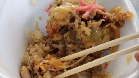 Video of eating beef bowl Stock Footage 323499861
