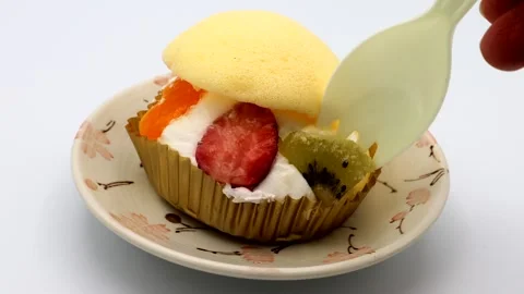 Video of eating fruitcake Stock Footage 336363099