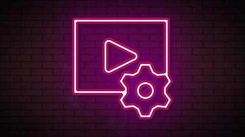 Video edit in neon effect mp4 video 스톡 일러스트