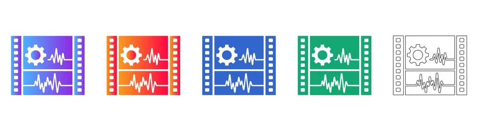 Video Editing and Processing Icon Set Stock Illustration