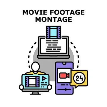 Video editing and production process on multiple devices Illustrazione stock