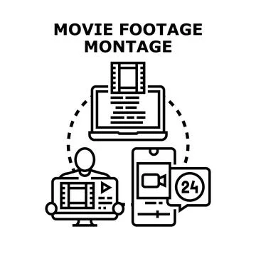 Video editing and production process on multiple devices Illustrazione stock