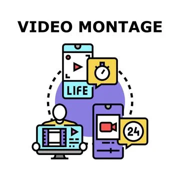 Video editing and production using digital technology Stock-Illustration