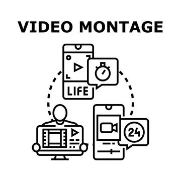 Video editing and production using digital technology Stock Illustration