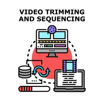 Video editing and trimming digital content workflow Stock Illustration