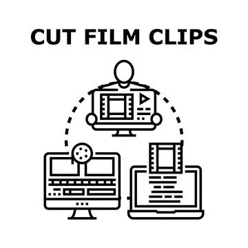 Video editing computer software creating film clips concept Illustration