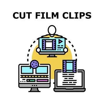 Video editing computer software creating film clips concept 스톡 일러스트