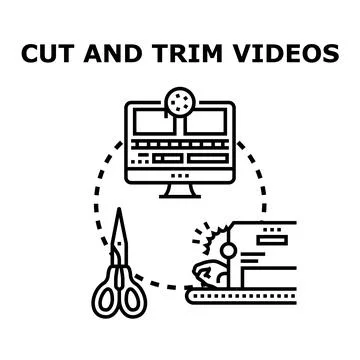 Video editing concept using software for cutting and trimming footage Stock Illustration