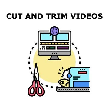 Video editing concept using software for cutting and trimming footage Stock Illustration