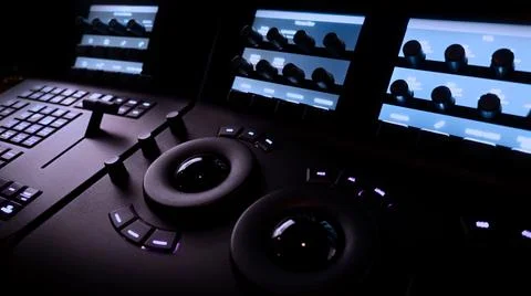 Video editing controller machine for color edit in post video production. Stock Photos