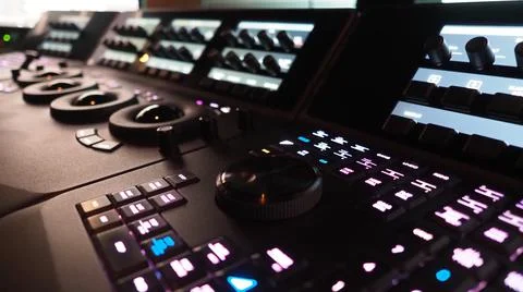 Video editing controller machine for color edit in post video production. Stock Photos