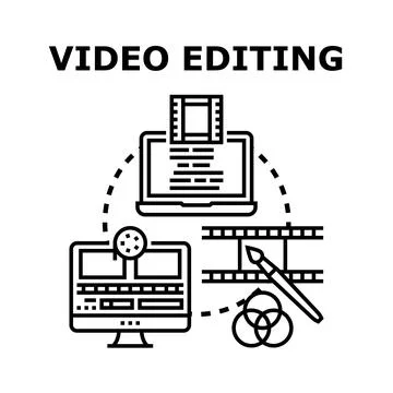 Video editing creative process with digital technology workflow Illustrazione stock