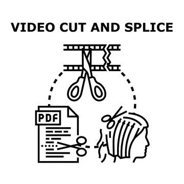 Video editing cutting document and hair Stock Illustration
