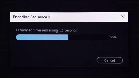 Video editing. Exporting a sequence. Progress bar. Close up Vídeos de archivo 238753020