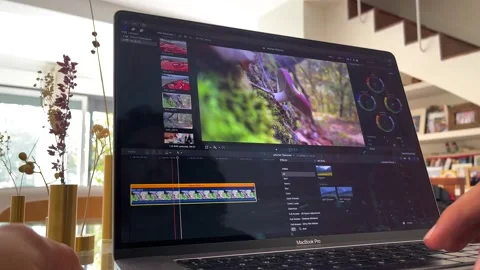 Video Editing on Final Cut Pro in a Macbook Pro laptop. Clean workspace. Stock Footage 221564463
