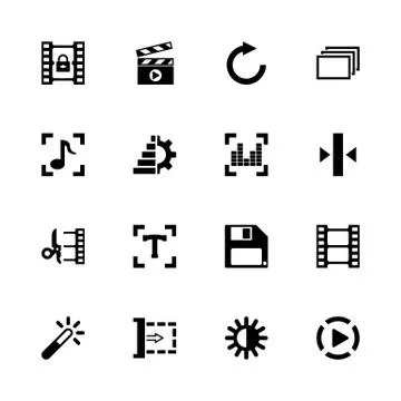 Video Editing - Flat Vector Icons 스톡 일러스트