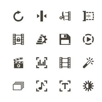Video Editing - Flat Vector Icons Stock Illustration