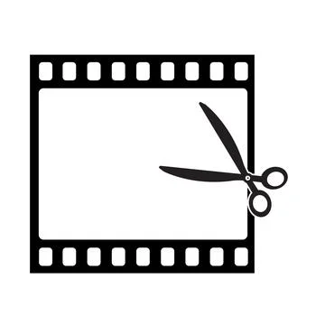Video editing icon on white background. video trim sign. Stock Illustration