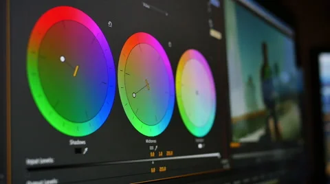Video Editing Interface Elements Color Correcting Wheels Stock Footage