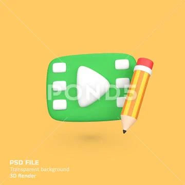 Video Editing isolated 3d render icon illustration Modello PSD