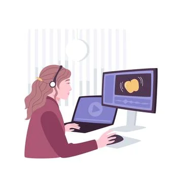 Video editing isolated cartoon vector illustrations. Illustrazione stock