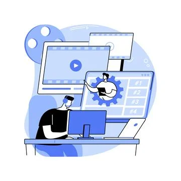 Video editing isolated cartoon vector illustrations. Stock Illustration