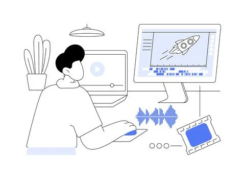 Video editing isolated cartoon vector illustrations. イラスト素材