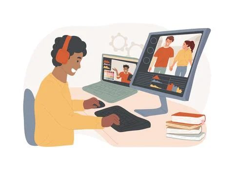 Video editing isolated cartoon vector illustrations. Stock Illustration