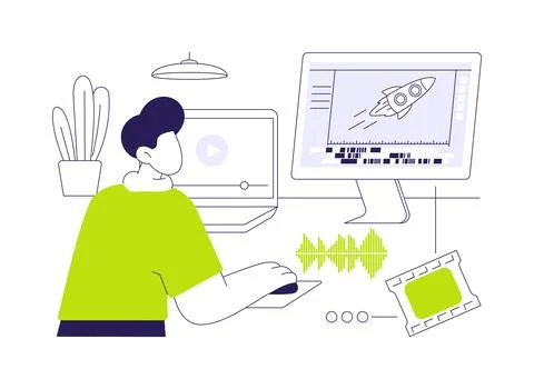 Video editing isolated cartoon vector illustrations. 스톡 일러스트