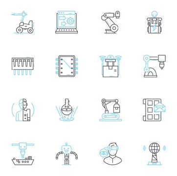 Video Editing linear icons set. Footage , Cutter , Timeline , Effects Stock Illustration
