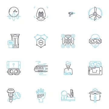 Video Editing linear icons set. Cutting, Splicing, Transitions, Animation, Sound Stock Illustration