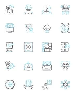 Video Editing linear icons set. Cutting, Splicing, Transitions, Animation, Sound Stock Illustration