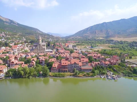 Video editing of old capital of Georgia - Mtskheta in summer day 스톡 동영상 80307531