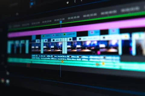Video editing process on a computer screen Stock Photos