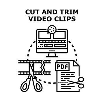Video editing process cutting trimming digital content Stock Illustration