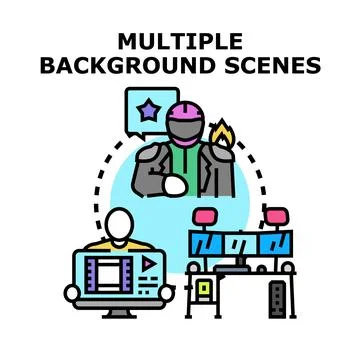 Video editing producing unique background scenes concept Stock Illustration
