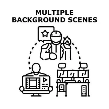 Video editing producing unique background scenes concept Stock Illustration