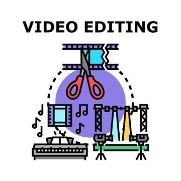 Video editing production process concept vector Stock Illustration