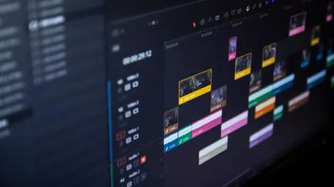 Video editing, program, screen, editing Stock Photos