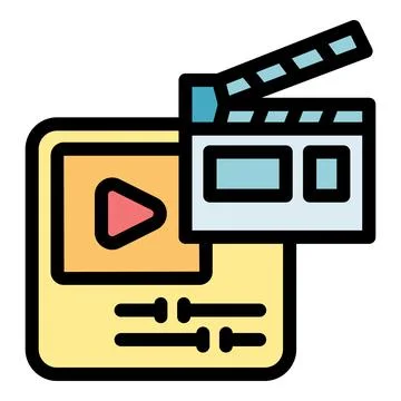 Video editing software with clapperboard and play button showing post produ.. Illustrazione stock