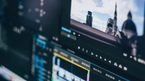 Video Editing Software on Computer Screen Stock Photos