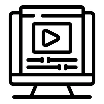 Video editing software displaying on computer monitor with play button and .. Stock Illustration