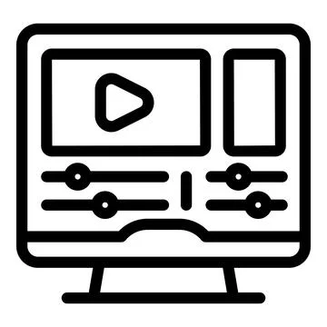Video editing software displaying playback controls and adjustments on monito Stock Illustration