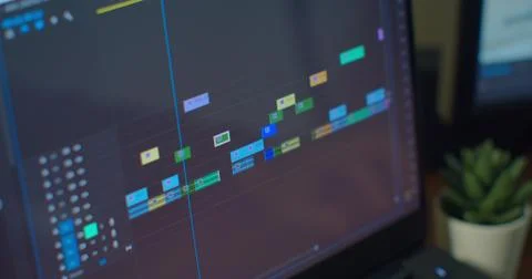 Video Editing Software Going Through The Timeline Frame By Frame Point Of View. Fotos de archivo