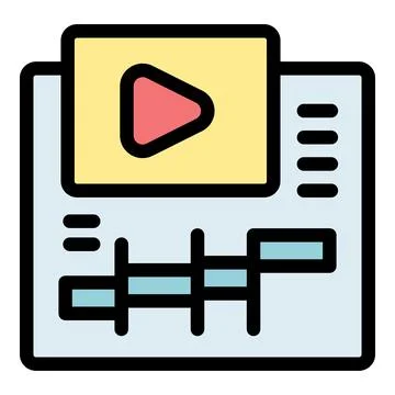 Video editing software interface displaying a play button, timeline, and prog Stock Illustration